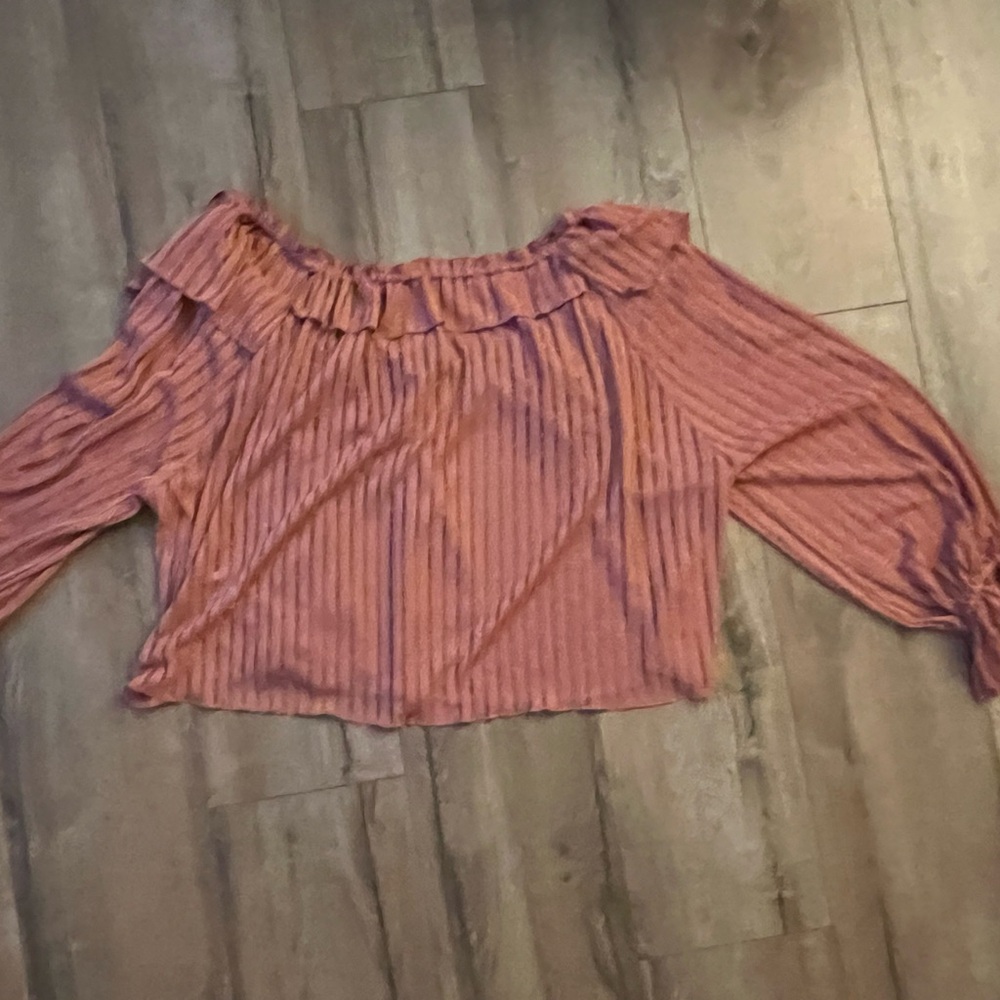 Anthropologie Ruffle Off-Shoulder Blouse - Coral